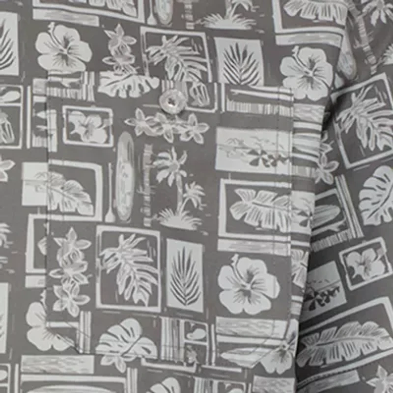 ANGLR Casual Woven Aloha Blueprint Mens Short Sleeve Classic Fit Stretch Fabric Button-Down Shirt