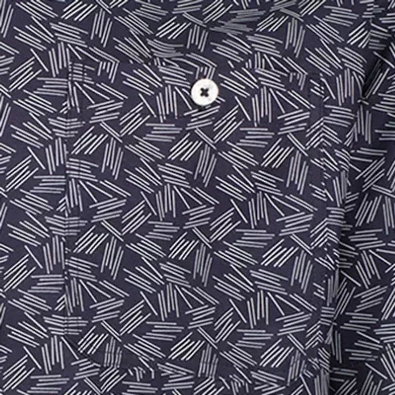 ANGLR Casual Woven Aloha Blueprint Mens Short Sleeve Classic Fit Stretch Fabric Button-Down Shirt