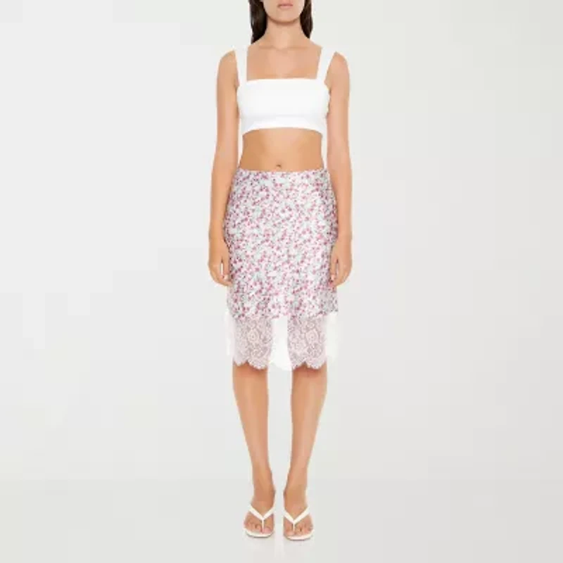 Forever 21 Womens Mid Rise Midi Juniors A-Line Skirt