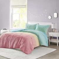 Intelligent Design Talia Ultra Cozy & Soft Ombre Shaggy Faux Fur Comforter Set With Sham