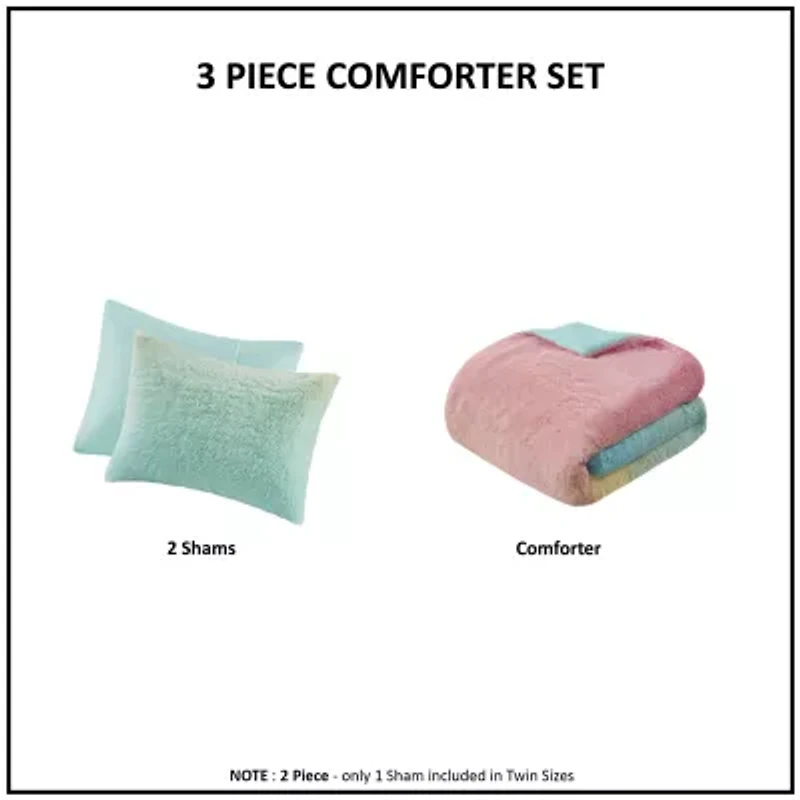 Intelligent Design Talia Ultra Cozy & Soft Ombre Shaggy Faux Fur Comforter Set With Sham