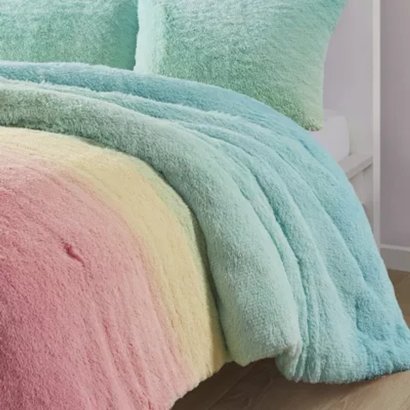 Intelligent Design Talia Ultra Cozy & Soft Ombre Shaggy Faux Fur Comforter Set With Sham