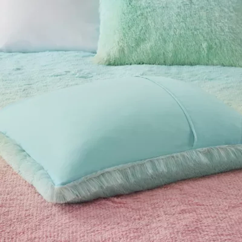 Intelligent Design Talia Ultra Cozy & Soft Ombre Shaggy Faux Fur Comforter Set With Sham