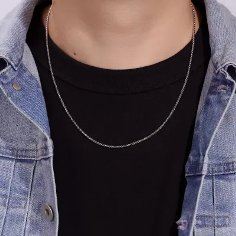 Mens Stainless Steel 18" 2mm Round Box Chain