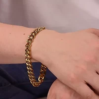 Mens Stainless Steel Inch Solid Curb Chain Bracelet