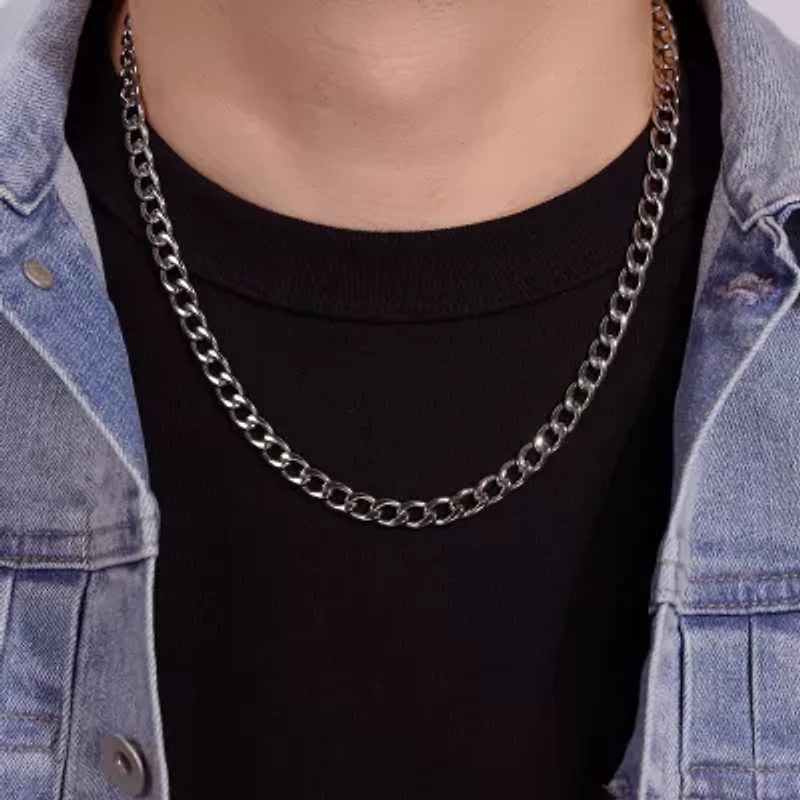 Mens Stainless Steel Inch Curb Chain Necklace