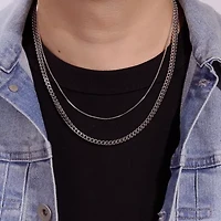 Mens Stainless Steel Inch Wheat Chain Necklace