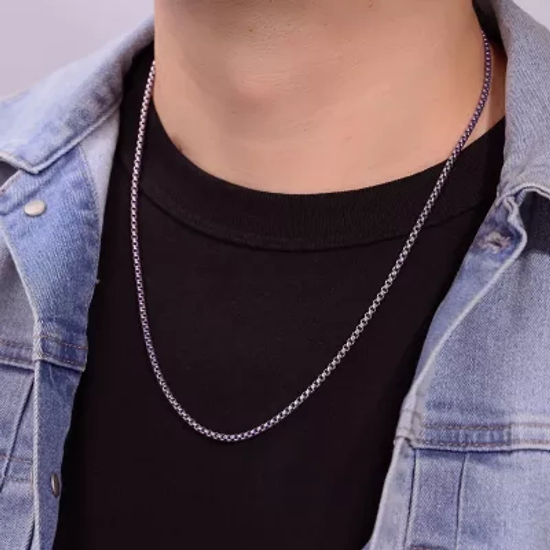 Mens Stainless Steel 24 Inch Box Chain Necklace
