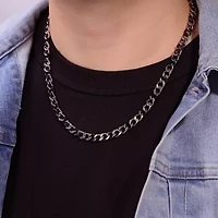 Mens Stainless Steel 24 Inch Curb Chain Necklace
