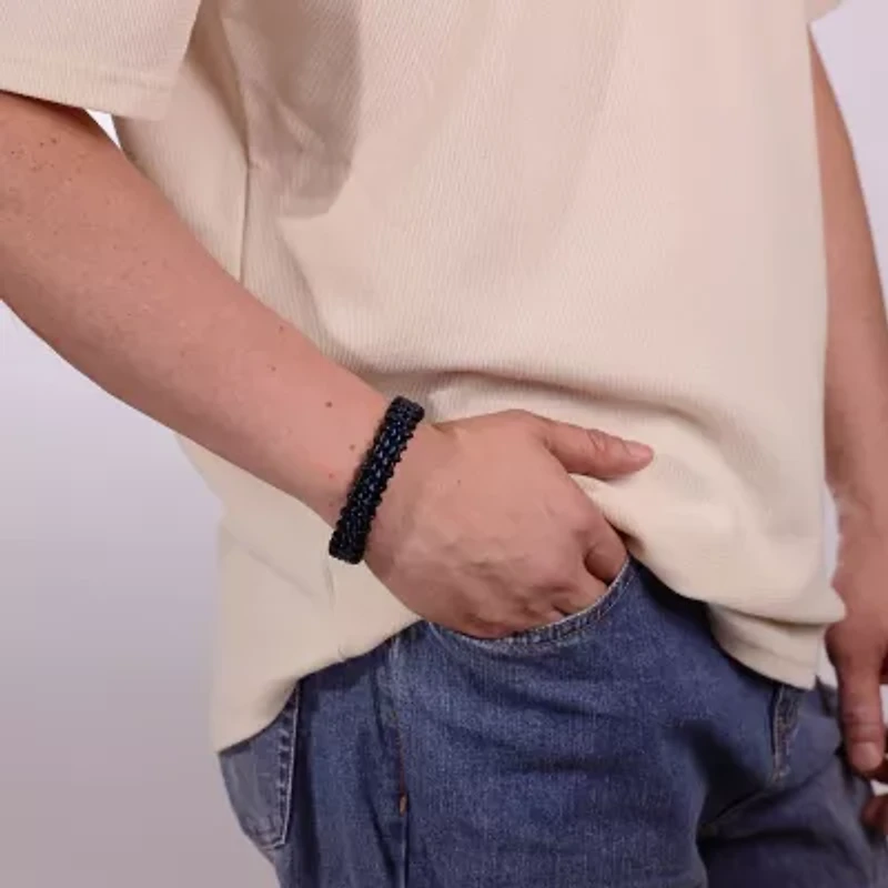 Mens Stainless Steel 8 1/2 Inch Solid Braid Chain Bracelet