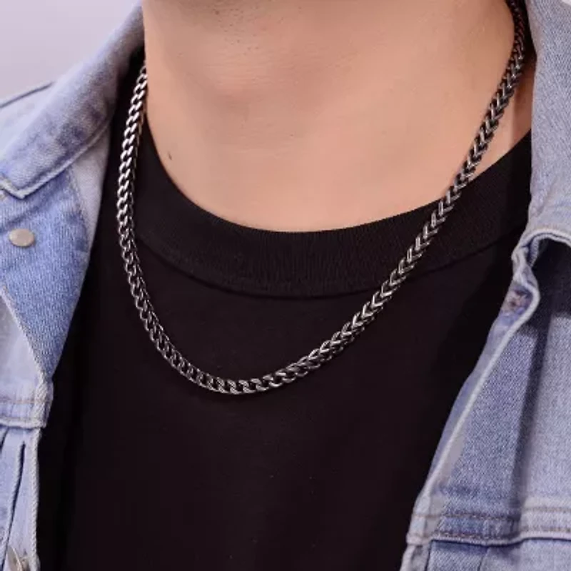 Mens Stainless Steel Inch Wheat Chain Necklace