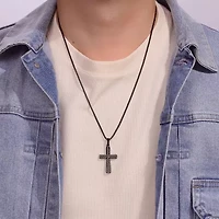 Mens Sterling Silver Cross 24 Inch Pendant Necklace