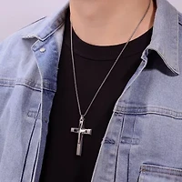 Mens Cross 24 Inch Pendant Necklace