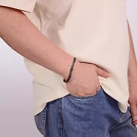 Mens Stainless Steel 8 1/2 Inch Solid Herringbone Chain Bracelet