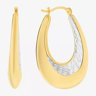 Womens 14K Gold Over Silver 36mm Oval Hoop Earrings