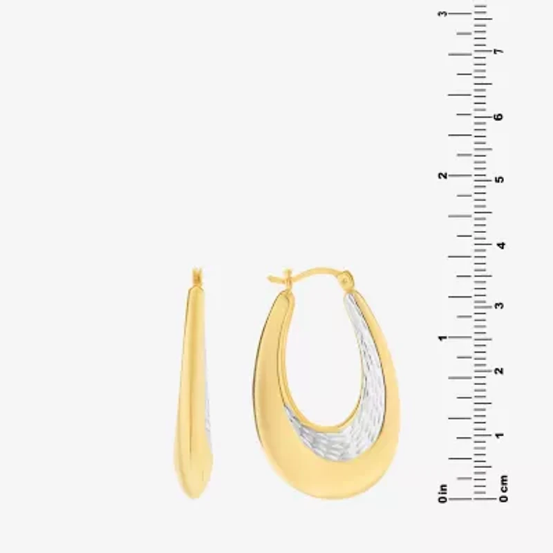 Womens 14K Gold Over Silver 36mm Oval Hoop Earrings
