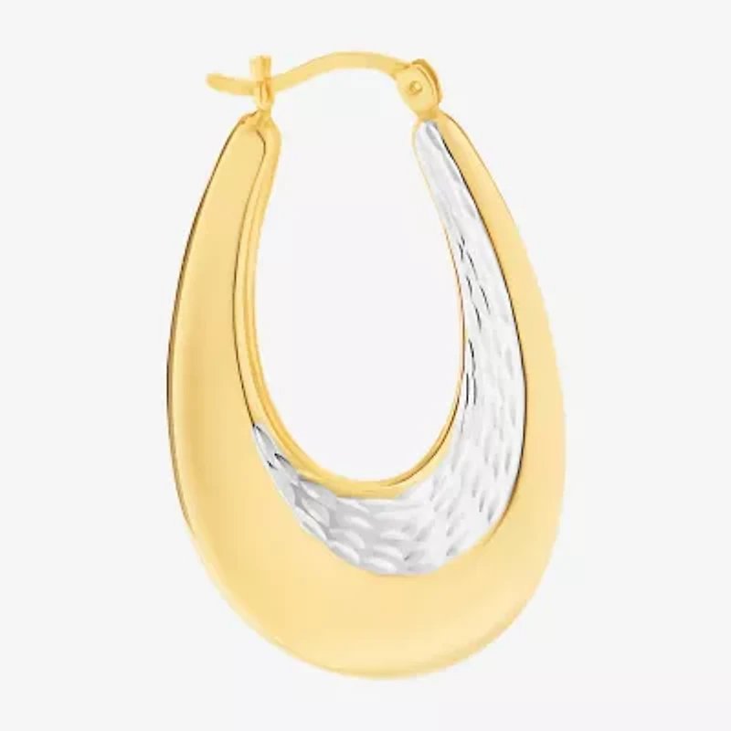 Womens 14K Gold Over Silver 36mm Oval Hoop Earrings