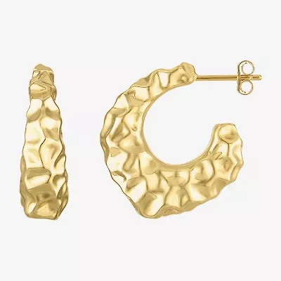 Womens 14K Gold Over Silver 25.5mm Hoop Earrings