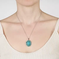 Womens Blue Turquoise Sterling Silver Oval 18 Inch Pendant Necklace