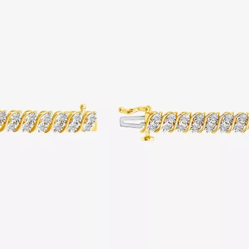 (I1/ I) Womens 1 CT. T.W. Lab Grown White Diamond Sterling Silver 7.5 Inch Tennis Bracelet