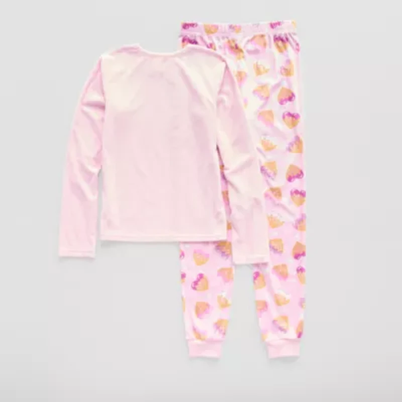 Little & Big Kid Girls Crew Neck Long Sleeve 2-pc. Pajama Sets
