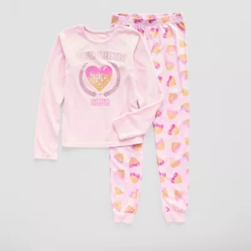 Little & Big Kid Girls Crew Neck Long Sleeve 2-pc. Pajama Sets