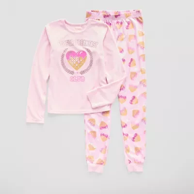 Little & Big Kid Girls Crew Neck Long Sleeve 2-pc. Pajama Sets