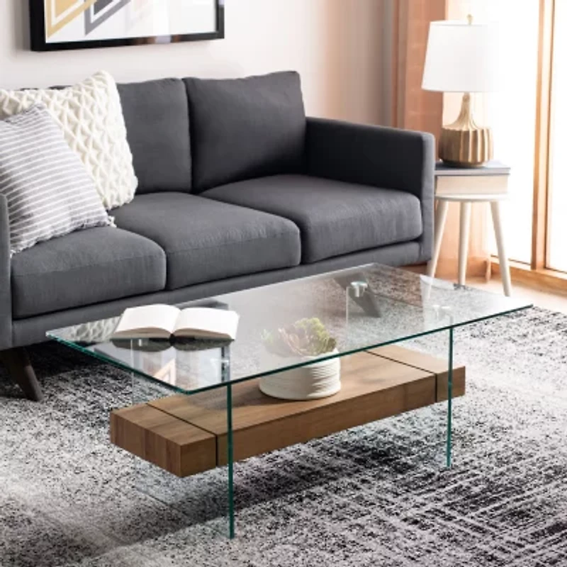 Kayley Storage Glass Coffee Table
