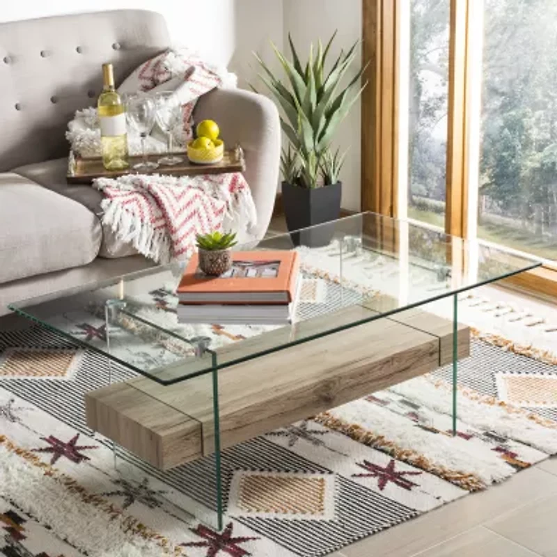 Safavieh Kayley Storage Glass Coffee Table
