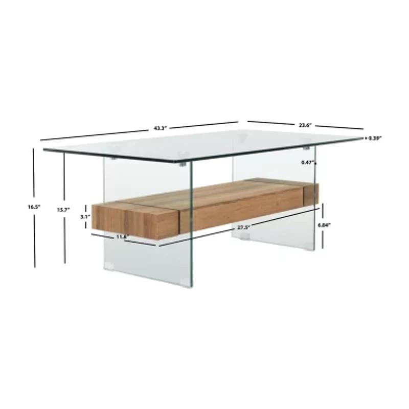 Kayley Storage Glass Coffee Table