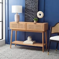 Baisley Storage 2-Drawer Rattan Console Table