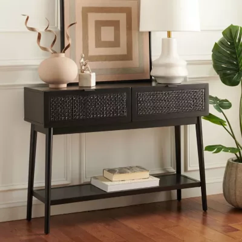 Safavieh Baisley Storage 2-Drawer Rattan Console Table