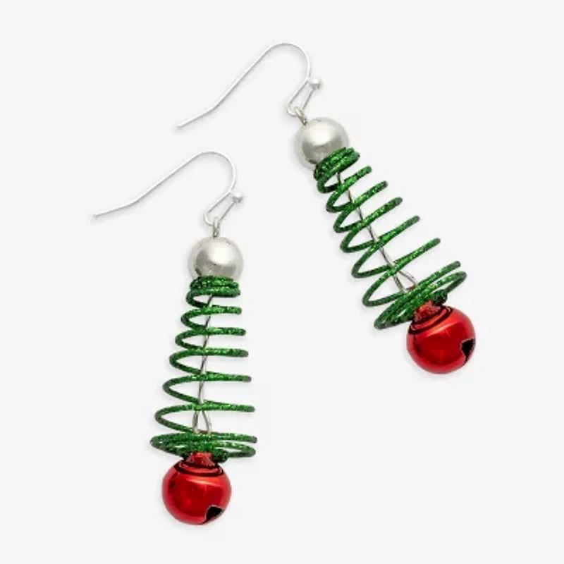 Mixit Spiral Christmas Tree Womens Stainless Steel Drop Earrings