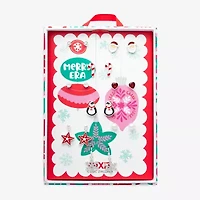 Mixit Silver Tone Merry Era Christmas Womens Multi Color Cubic Zirconia 9 Pair Earring Set
