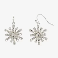 Mixit Silver Tone Snowflake Womens Multi Color Cubic Zirconia Drop Earrings