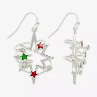 Mixit Silver Tone Festive Star Womens Drop Earrings