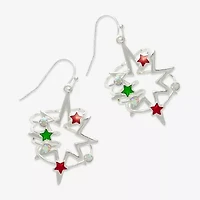 Mixit Silver Tone Festive Star Womens Drop Earrings