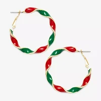 Mixit Red & Green Twisted Womens 38.1mm Hoop Earrings