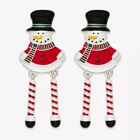 Mixit Snowman Candy Cane Leg Womens Multi Color Cubic Zirconia Stainless Steel Drop Earrings