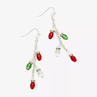 Mixit Christmas Lights Womens Multi Color Glass Drop Earrings
