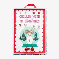 Mixit Gold Tone Chillin With My Snowmies Christmas Womens Multi Color Cubic Zirconia 9 Pair Earring Set