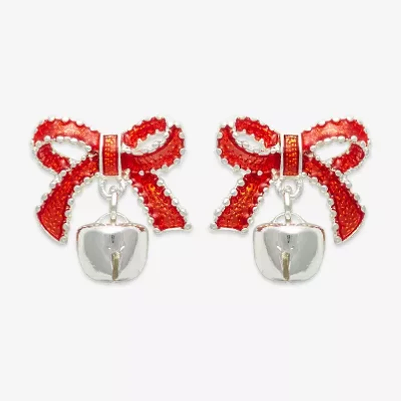 Mixit Silver Tone Bow & Bell 21.6mm Stud Earrings