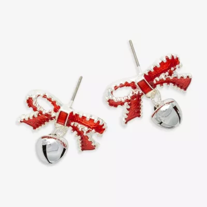 Mixit Silver Tone Bow & Bell 21.6mm Stud Earrings