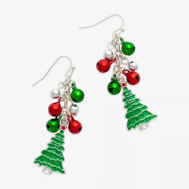 Mixit Christmas Tree & Bells Womens Drop Earrings