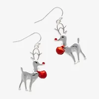 Mixit Silver Tone Reindeer Womens Drop Earrings