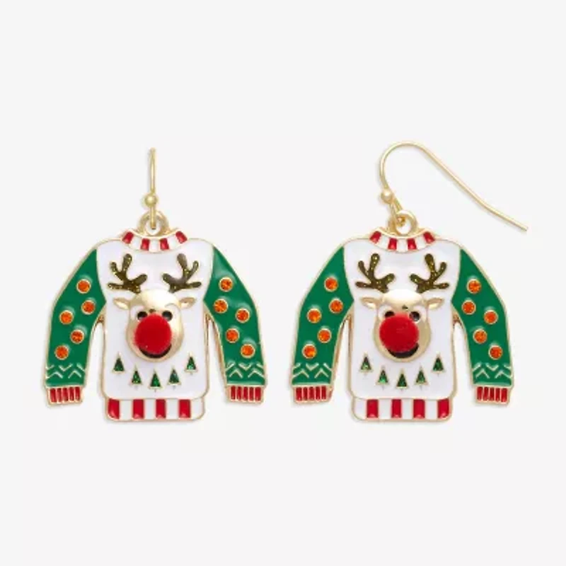 Mixit Ugly Christmas Sweater Womens Stainless Steel Drop Earrings
