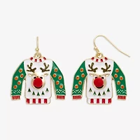 Mixit Ugly Christmas Sweater Womens Stainless Steel Drop Earrings