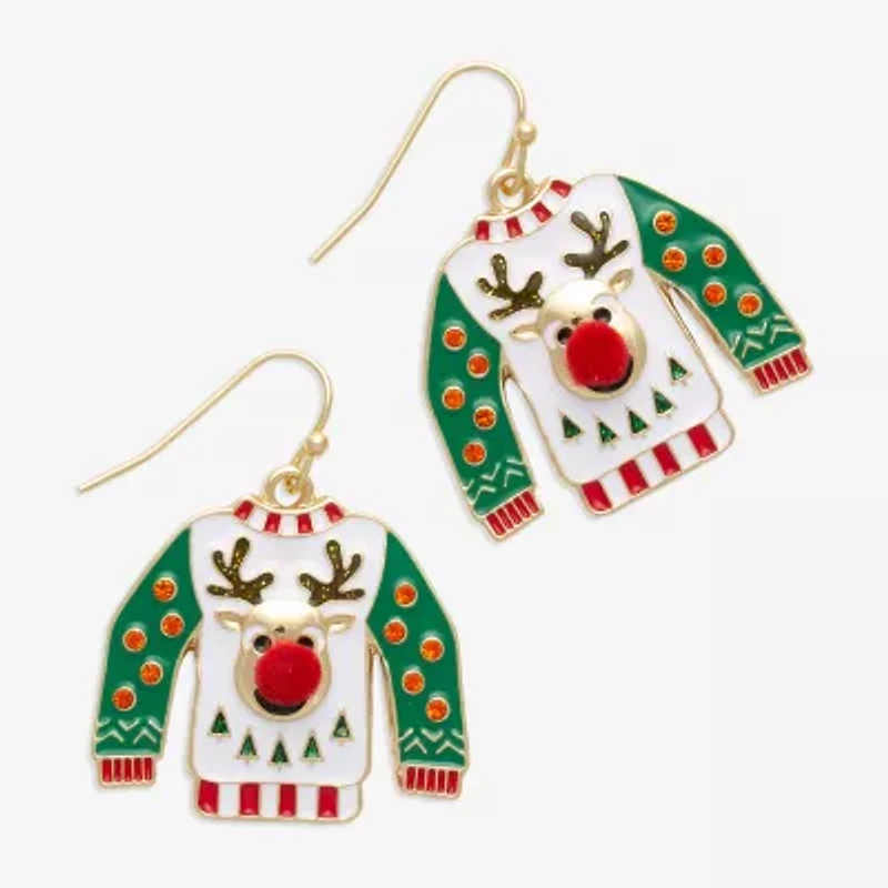Mixit Ugly Christmas Sweater Womens Stainless Steel Drop Earrings
