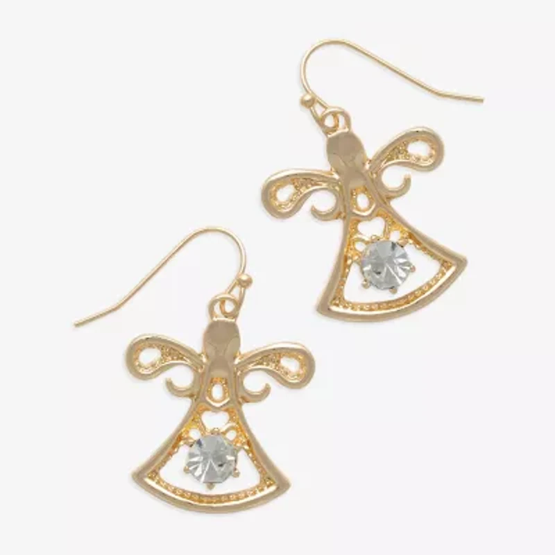 Mixit Gold Tone Angel Womens Multi Color Glass Drop Earrings