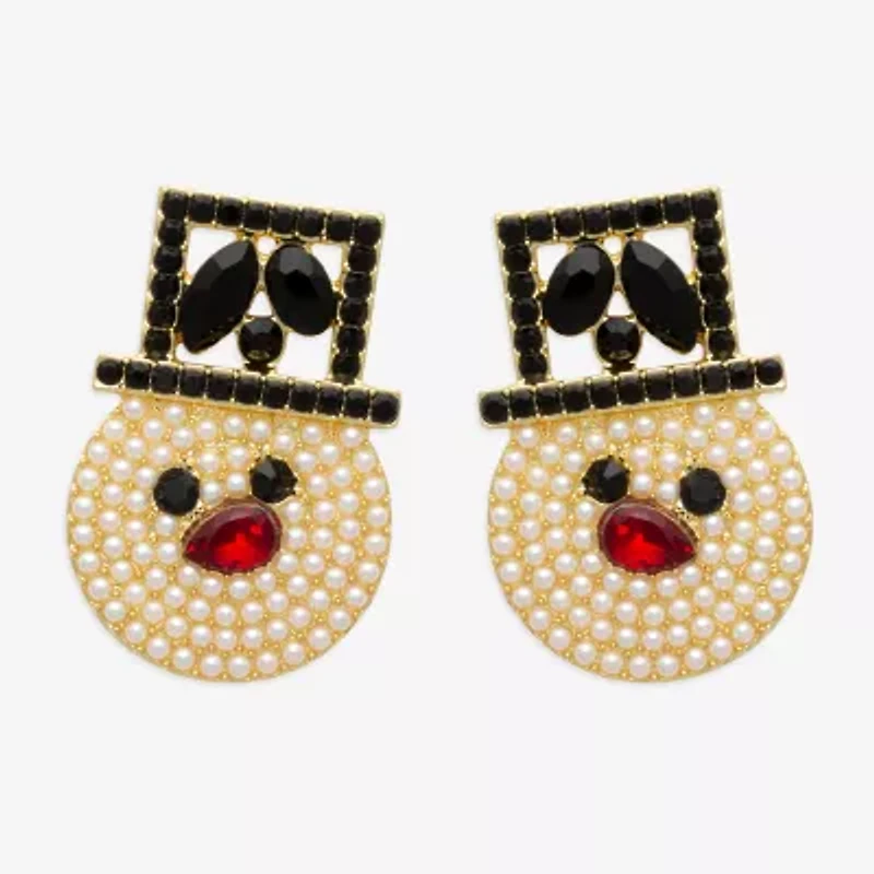 Mixit Snowman Multi Color Glass 21.3mm Stud Earrings
